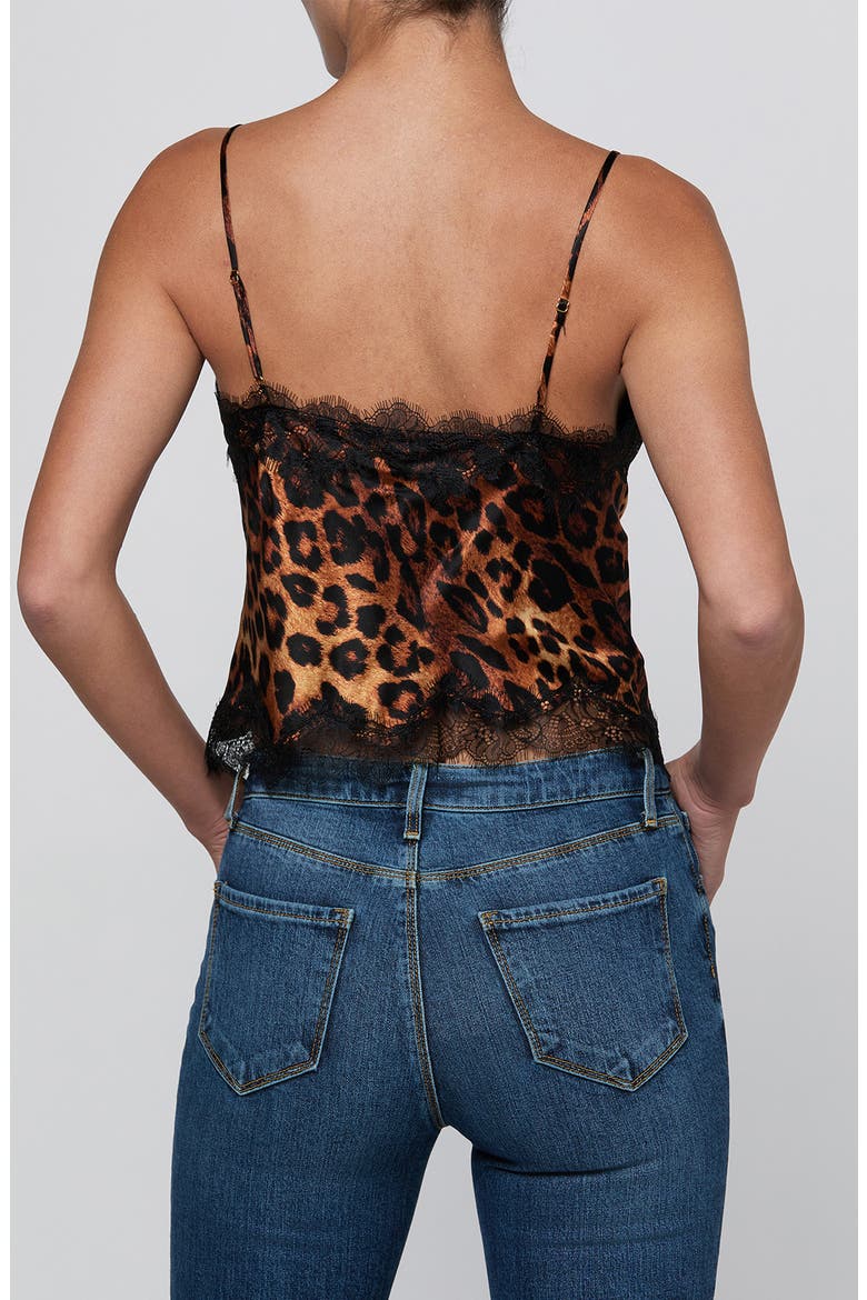 Kimber Lace Trim Silk Camisole, Alternate, color, TAN MULTI JAVAN LEOPARD/ BLACK