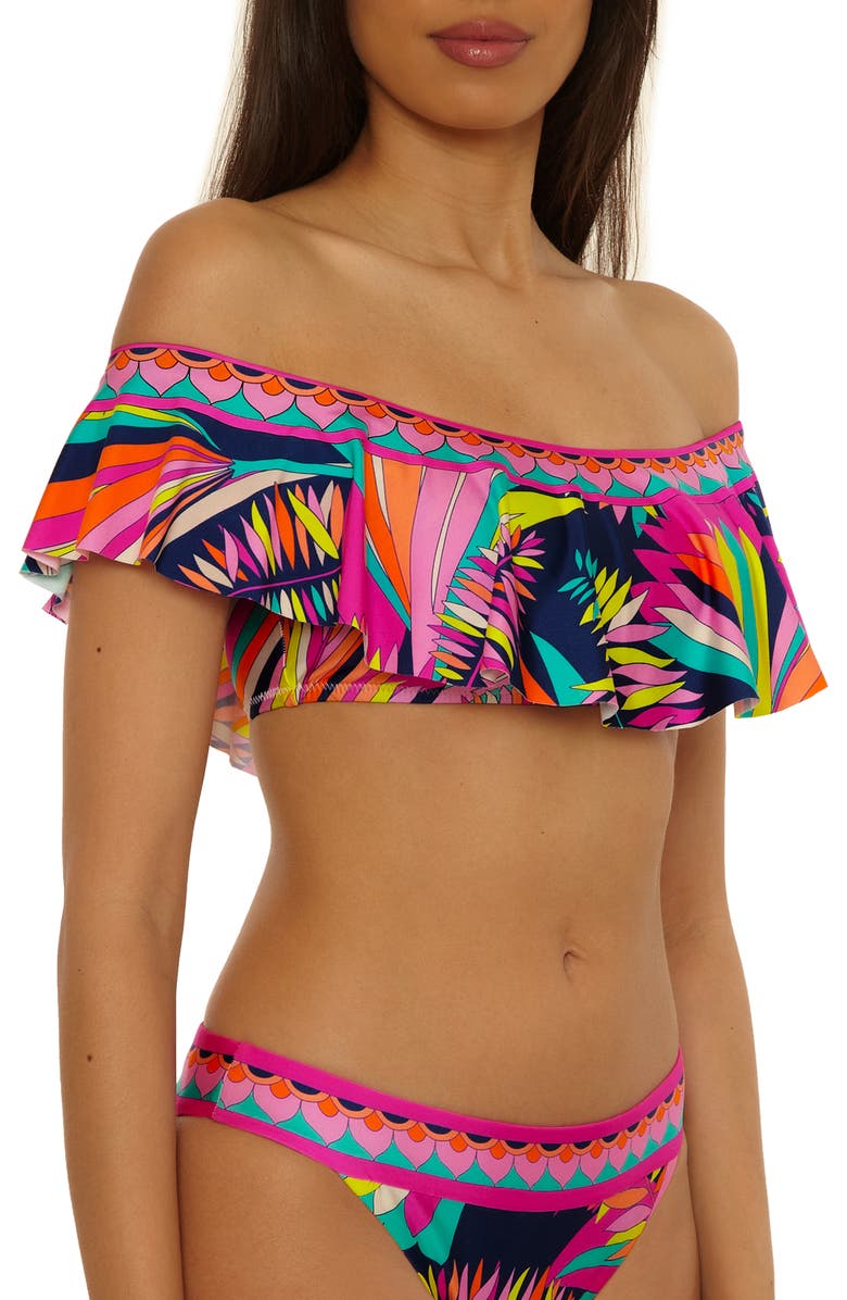 Trina Turk Paralia Ruffle Off the Shoulder Bikini Top, Alternate, color, Multi