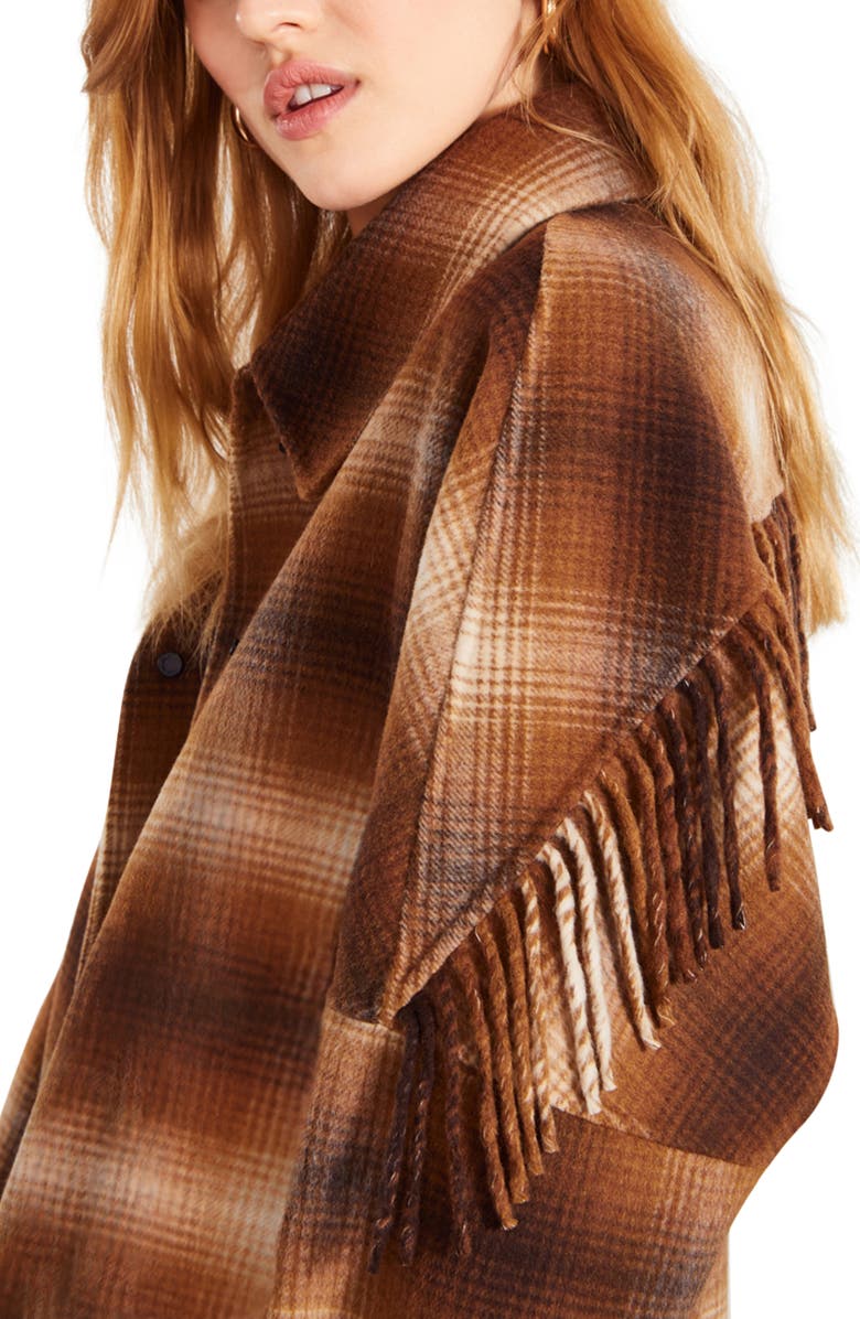 BB Dakota by Steve Madden Fringe with Benegits Plaid Jacket, Alternate, color,