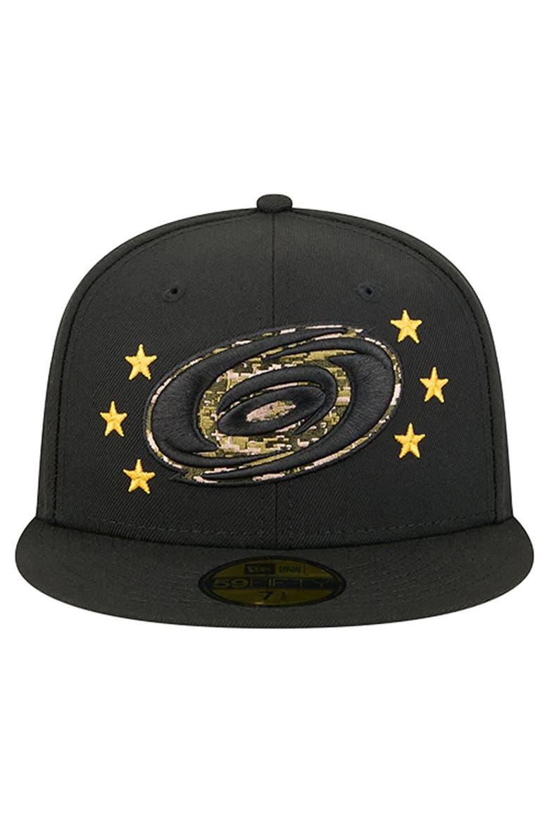 Men's New Era  Black Carolina Hurricanes Military Appreciation Digital Camo Stars 59FIFTY Fitted Hat, Alternate, color, Black