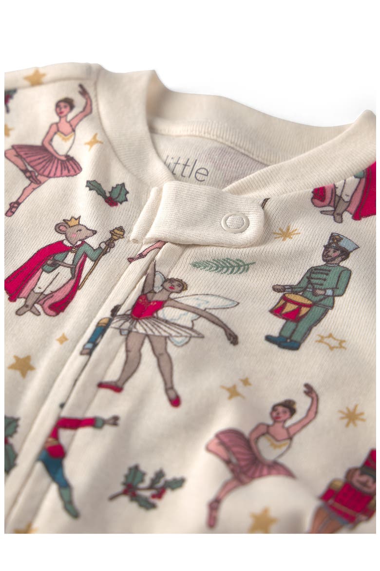 Print Organic Cotton Zip Footie, Alternate, color, NUTCRACKER