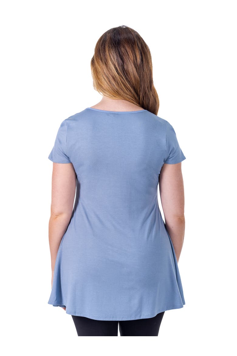 Short Sleeve Loose Fit Tunic Top with V-Neck, Alternate, color, Blue