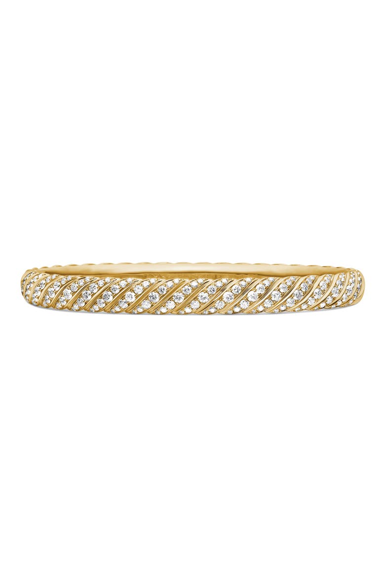 Sculpted Cable Bangle Bracelet in 18K Yellow Gold with Diamonds, 6.2mm, Main, color, 18K YELLOW GOLD/ DIAMOND