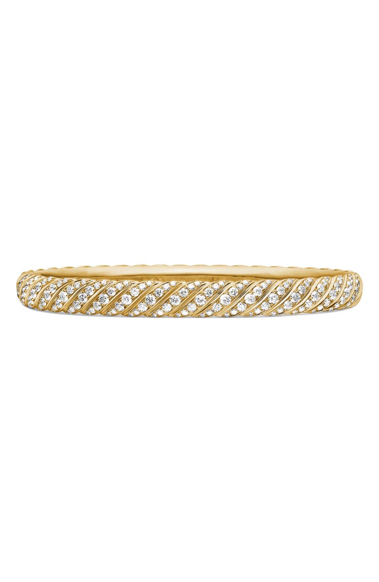 David Yurman Sculpted Cable Bangle Bracelet in 18K Yellow Gold with Diamonds, 6.2mm, Main, color, 18K Yellow Gold/ Diamond