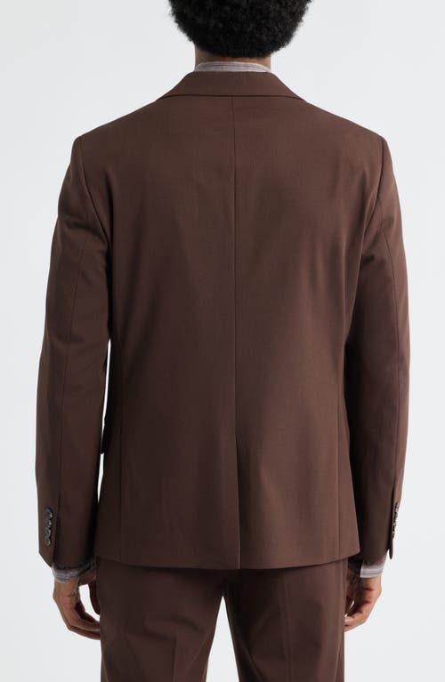 Open Edit Slim Fit Solid Stretch Suit Jacket In Brown