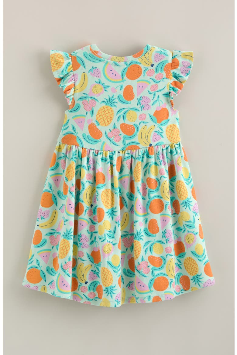 Kids' Flutter Sleeve Cotton Dress, Alternate, color, GREEN CRYSTAL FRUIT PUNCH