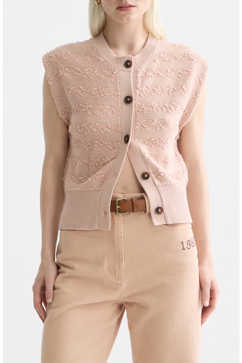 Bouclé Stripe Cotton Blend Sweater Vest, Main, color, ROSE DUST