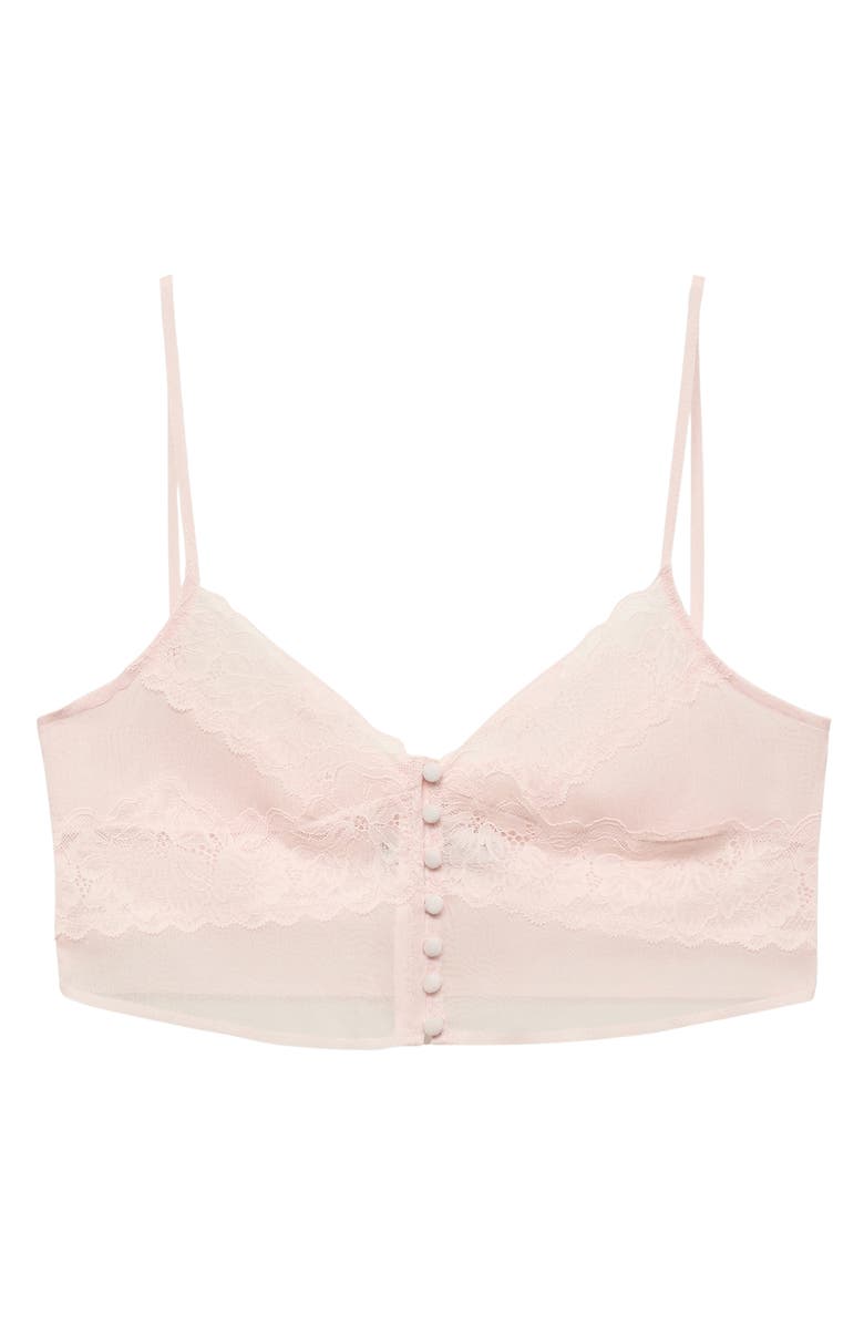 MANGO Lace Crop Camisole, Alternate, color, Pastel Pink