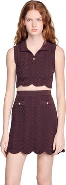 SANDRO Cropped decorative knit top