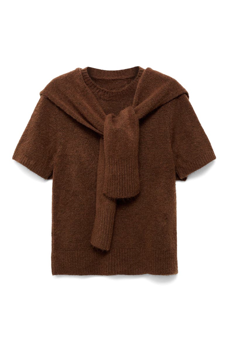 Leire Tie Neck Sweater, Main, color, BROWN