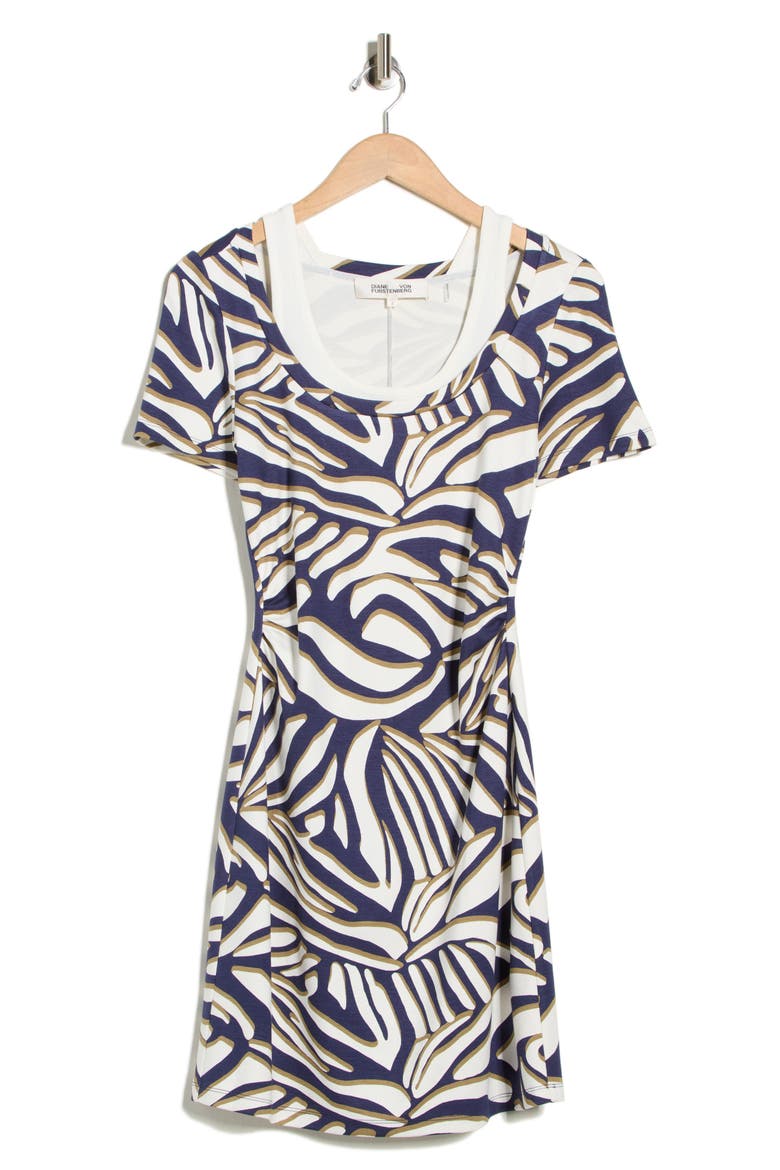 Maeve Short Sleeve A-Line Dress, Alternate, color, SAVANNA SHADOW NAVY