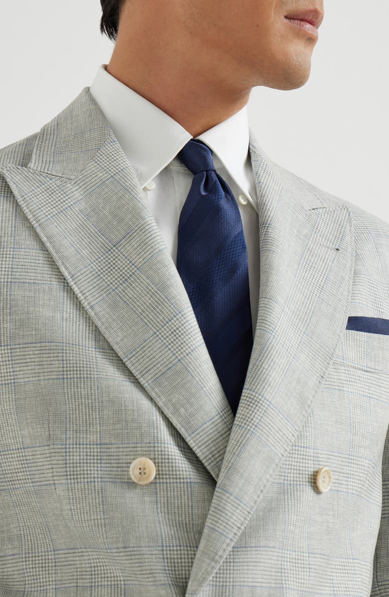 Brunello Cucinelli Striped silk necktie, Alternate, color, Navy Blue