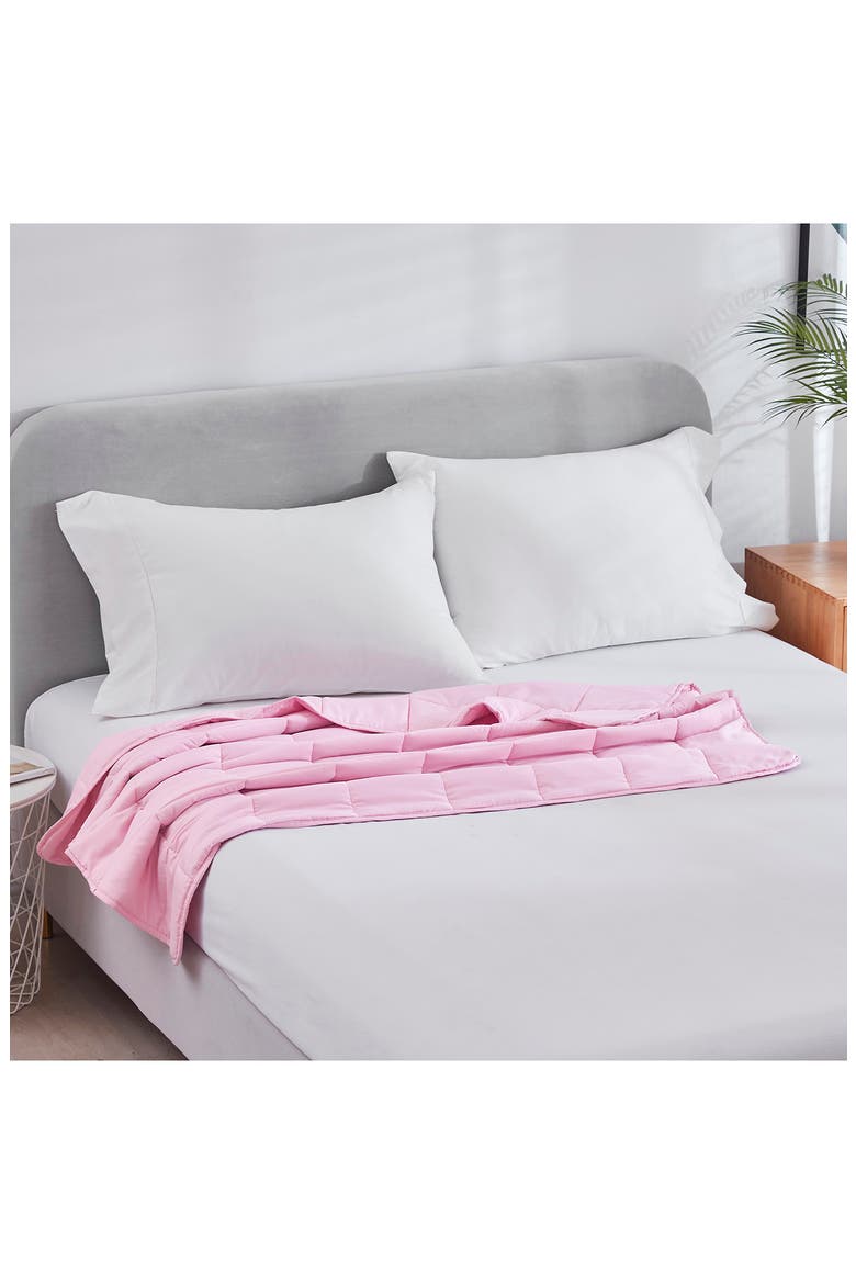 Microfiber Travel Weighted 5lb Blanket, Alternate, color, PINK