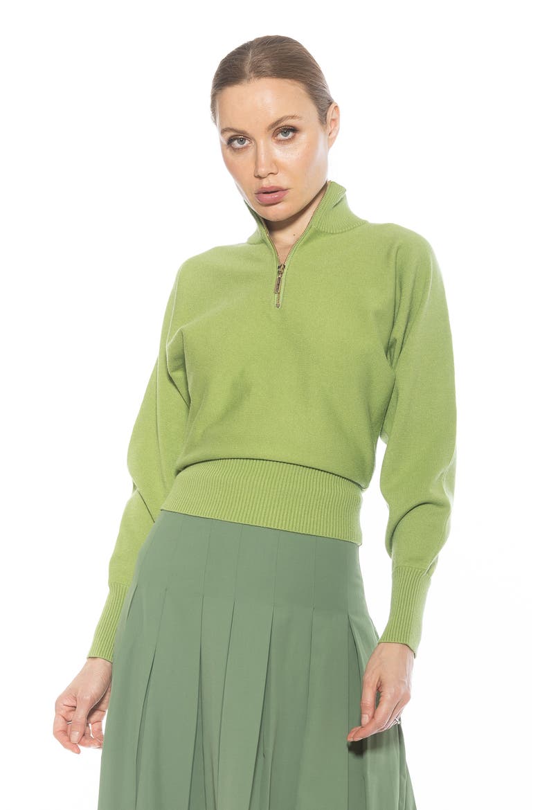 Niko Quarter Zip Sweater, Alternate, color, SAGE