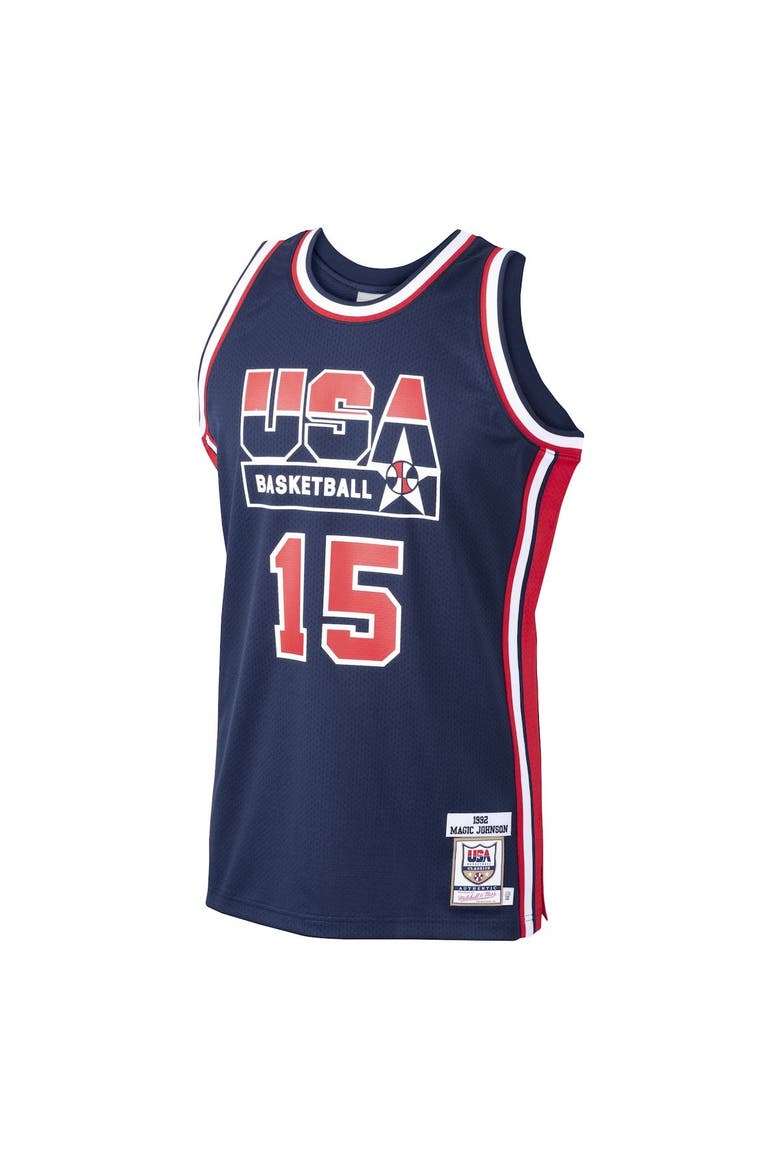 Men's Mitchell & Ness Magic Johnson Navy USA Basketball 1992 Dream Team Authentic Jersey, Alternate, color, Navy