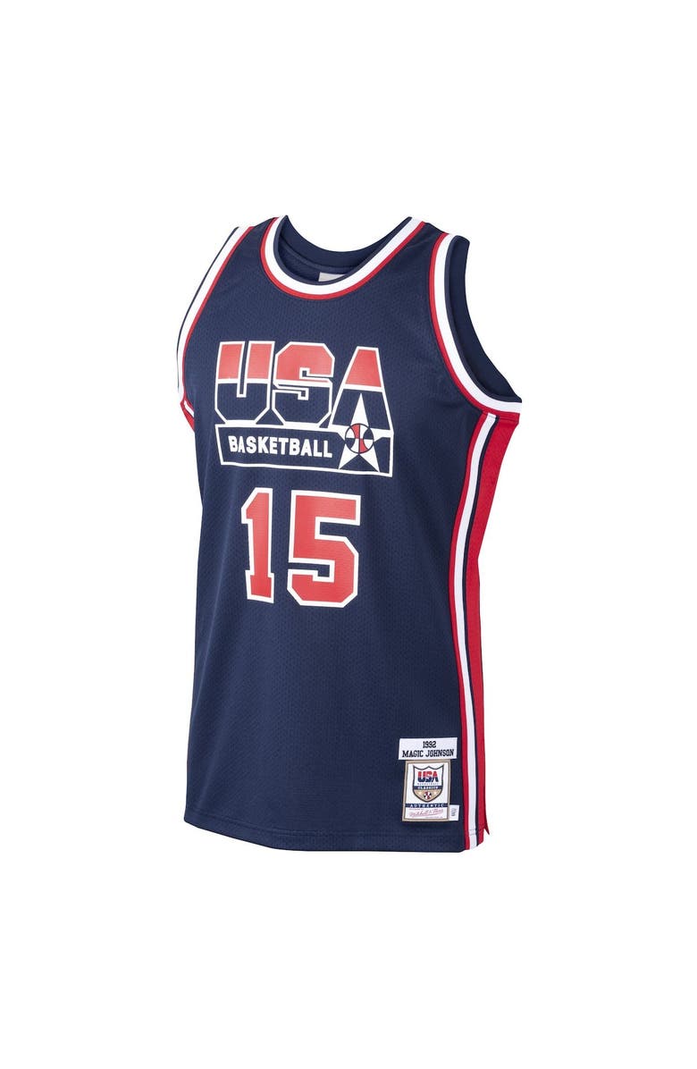 Mitchell & Ness Men's Mitchell & Ness Magic Johnson Navy USA Basketball 1992 Dream Team Authentic Jersey, Alternate, color, Navy