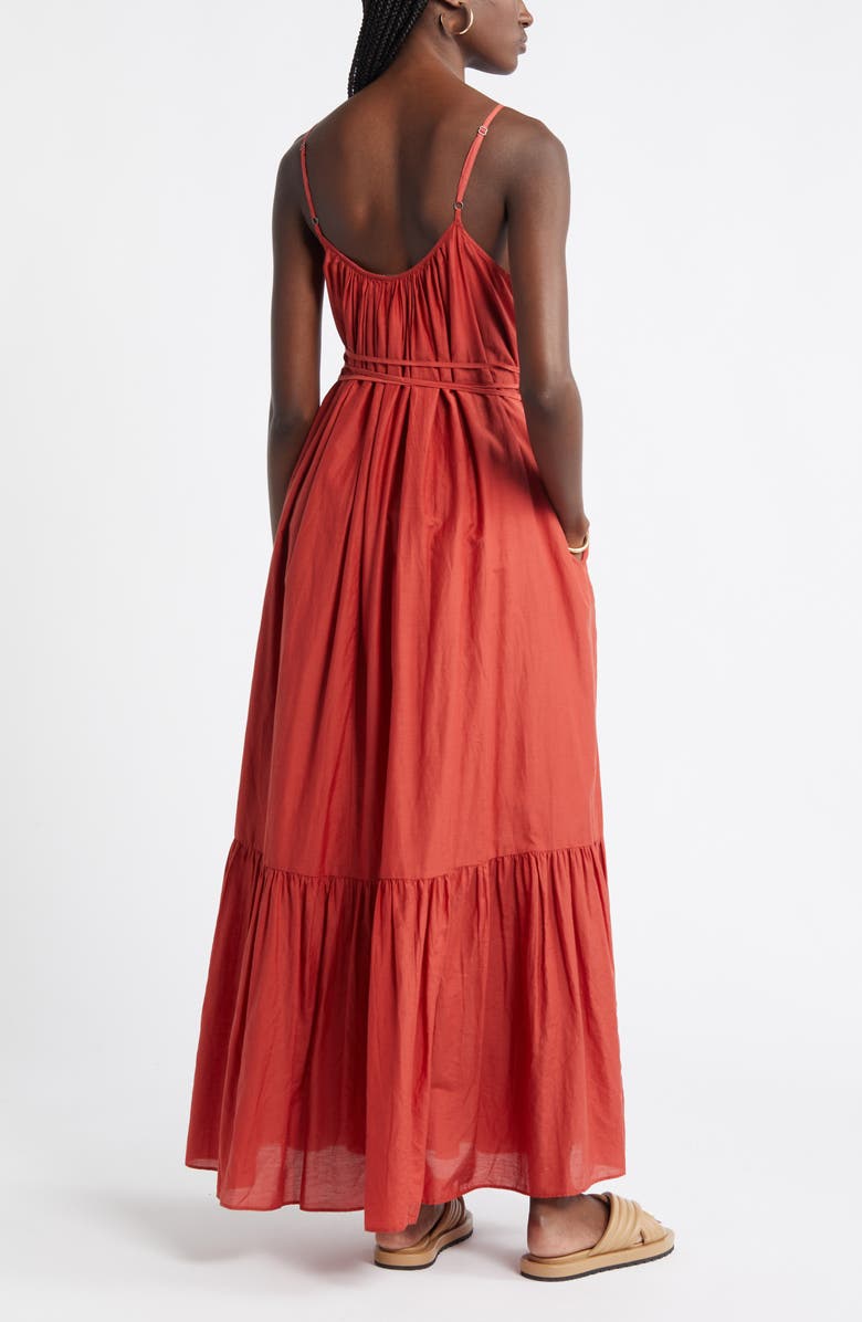 Nordstrom Cotton & Silk Tie Waist Tiered Sundress, Alternate, color,