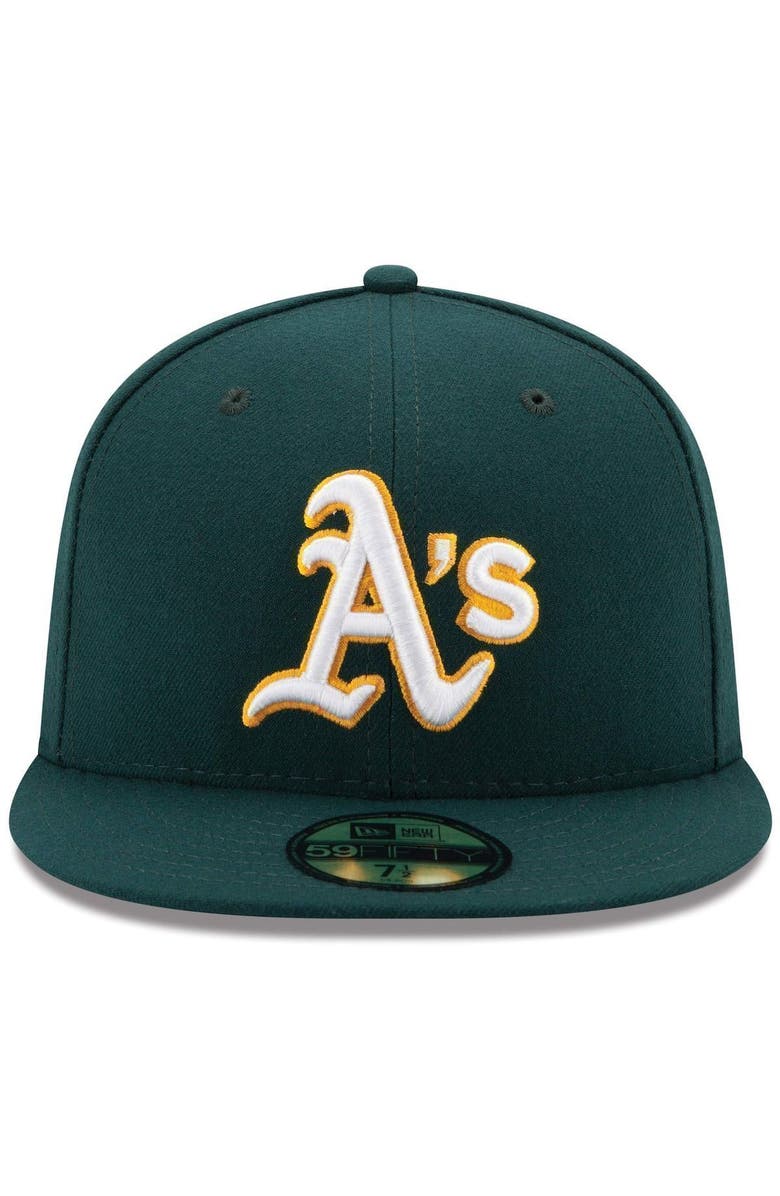 New Era Men's New Era Green Oakland Athletics Road Authentic Collection On Field 59FIFTY Performance Fitted Hat, Alternate, color, Green