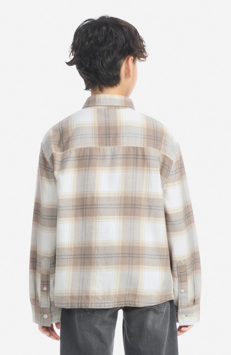 abercrombie kids Kids' Traditoinal Plaid Flannel Button-Up Shirt, Alternate, color, Jet Stream