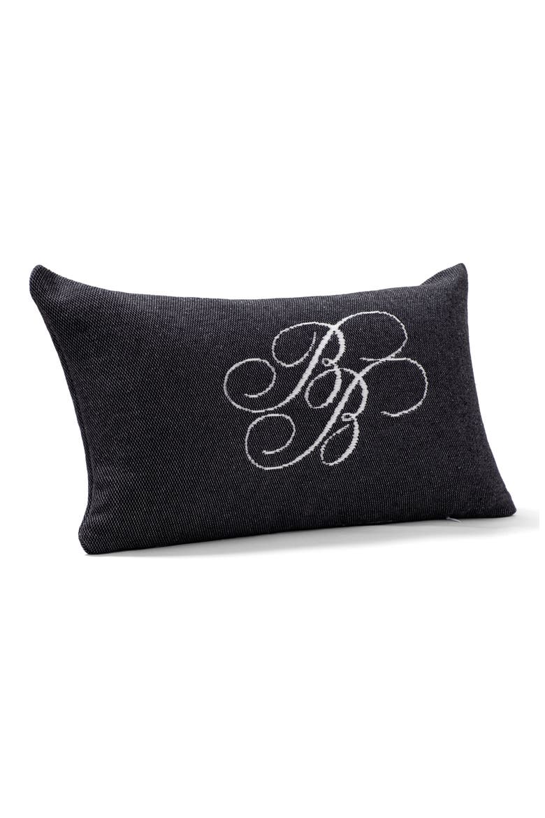 Monogram Logo Cotton Throw Pillow, Alternate, color, BLACK