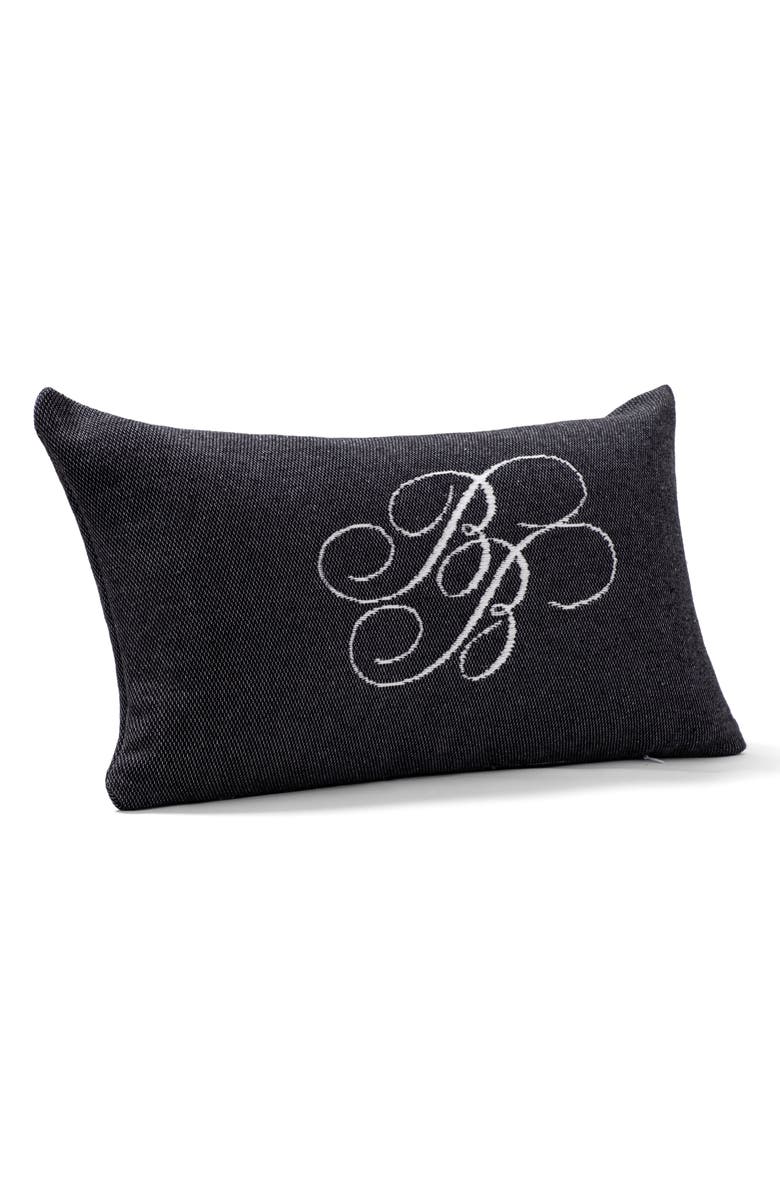 Brooks Brothers Monogram Logo Cotton Throw Pillow, Alternate, color, Black