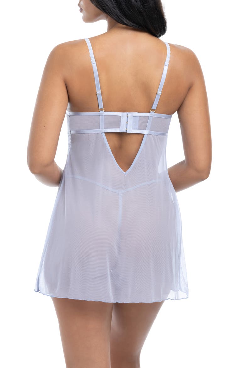 Elsie Babydoll Teddy & G-String Set, Alternate, color, BRUNNERA BLUE