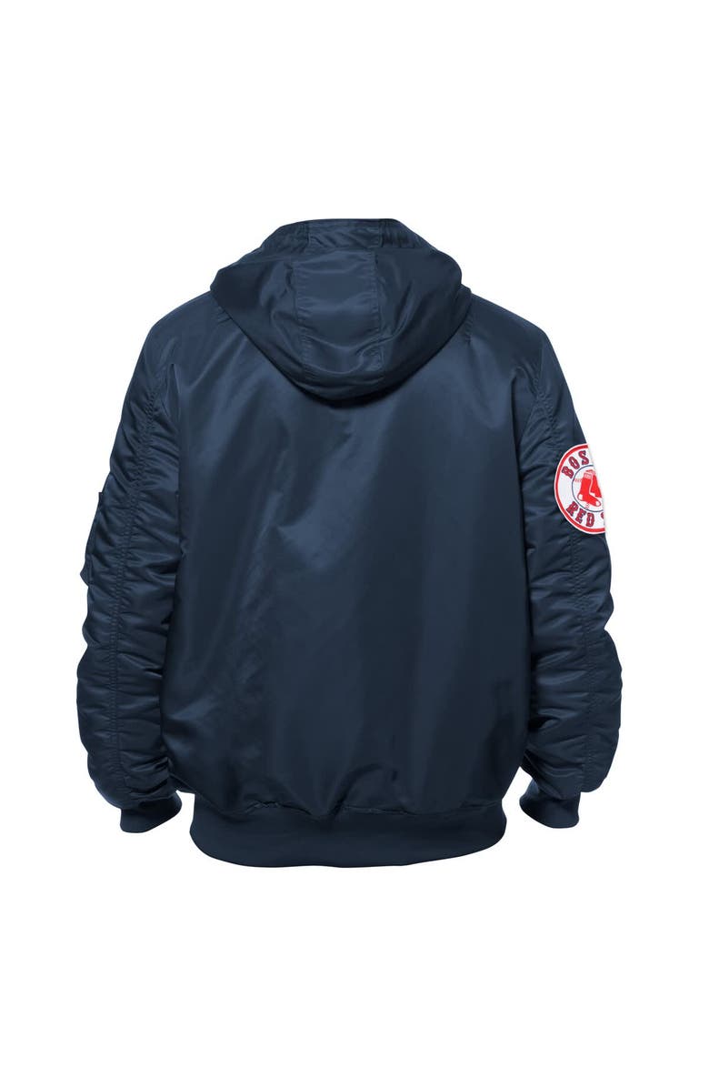 New Era x Alpha Industries Men's New Era x Alpha Industries Navy Boston Red Sox Current Day Full-Zip Hooded Nylon Bomber Jacket, Alternate, color, 