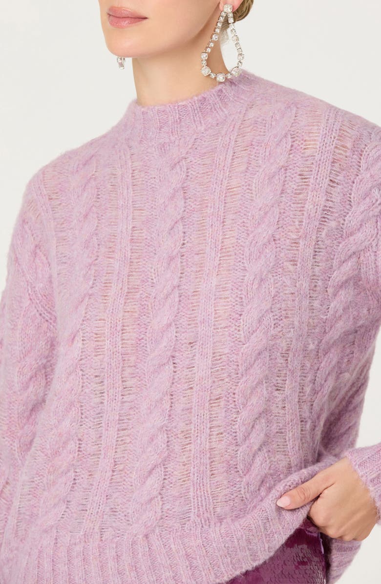 ASTR the Label Violette Cable Stitch Sweater, Alternate, color, Lavender
