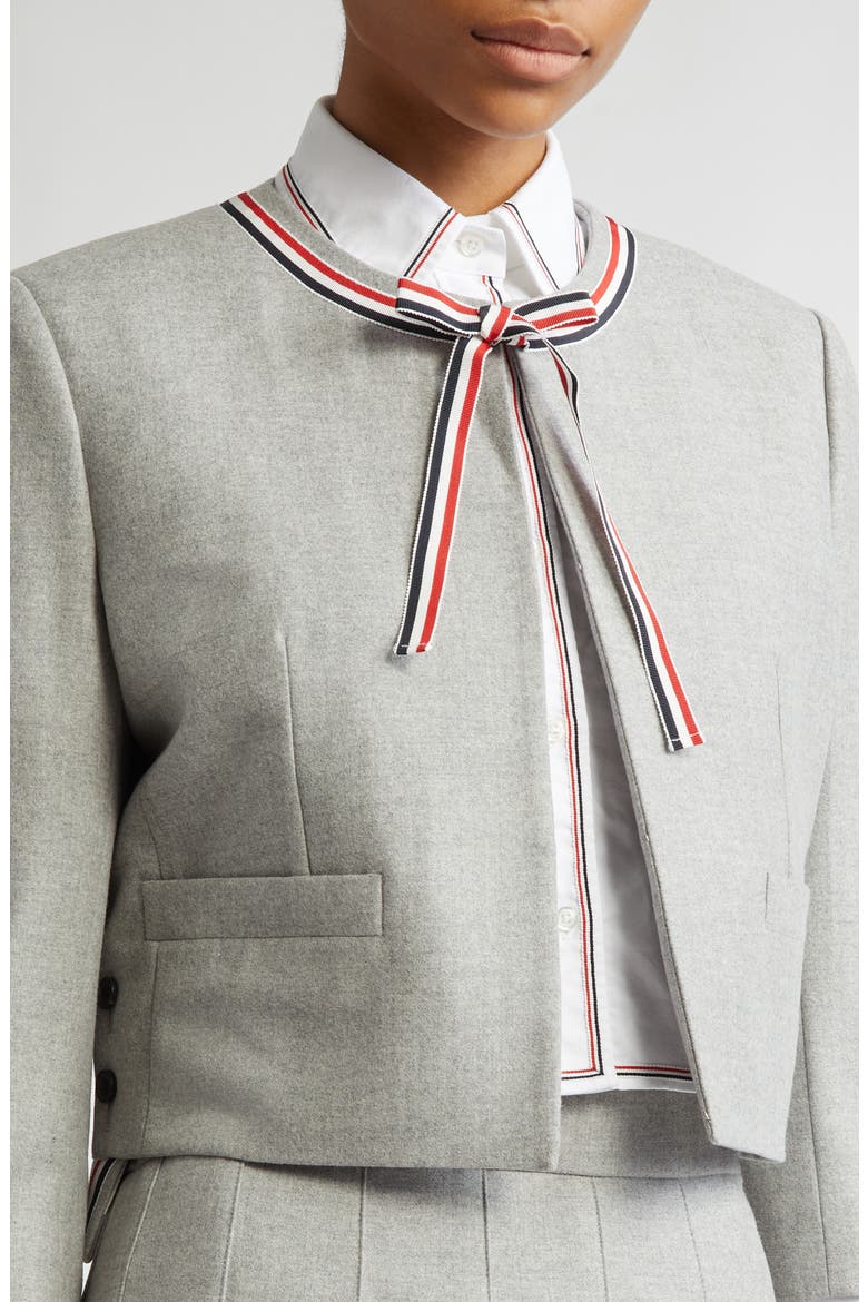 Bow Neck Wool Jacket, Alternate, color, LIGHT GREY