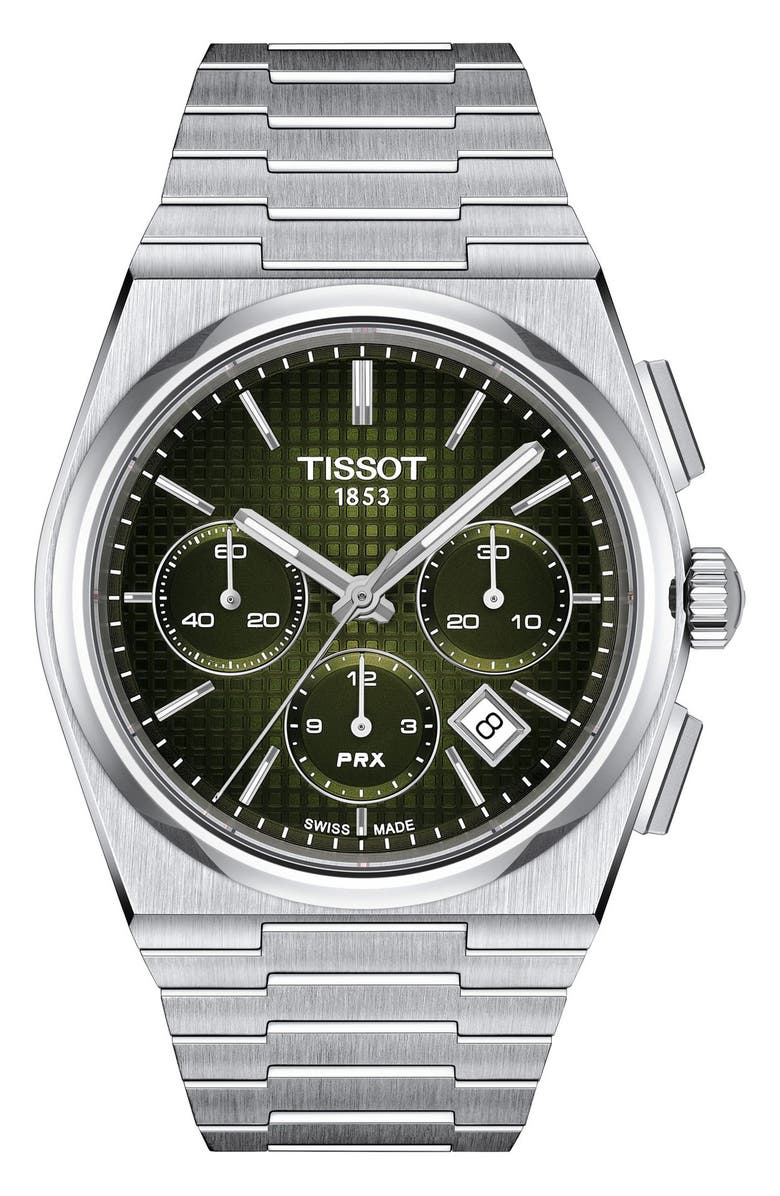 Tissot PRX Chronograph Bracelet Watch, 42mm, Main, color, Green