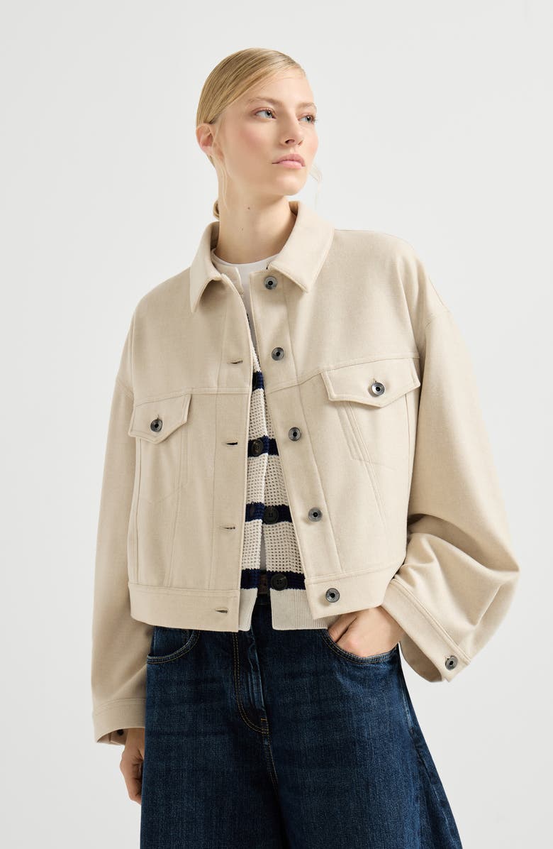 Brunello Cucinelli Lightweight cloth outerwear jacket, Alternate, color, Sand