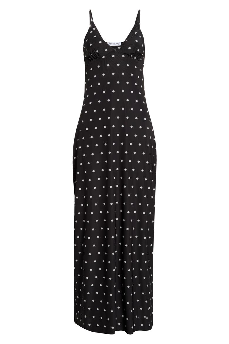 Glass Half Full Sleeveless Mesh Maxi Dress, Alternate, color, BLACK POLKA
