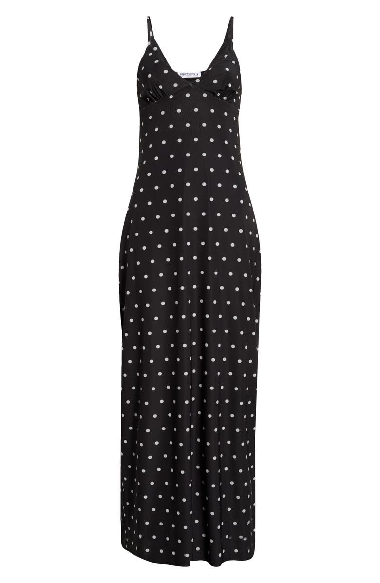 Princess Polly Glass Half Full Sleeveless Mesh Maxi Dress, Alternate, color, Black Polka