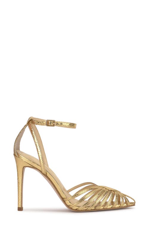 Jessica Simpson Paveri Ankle Strap Pointed Toe Pump In Gold