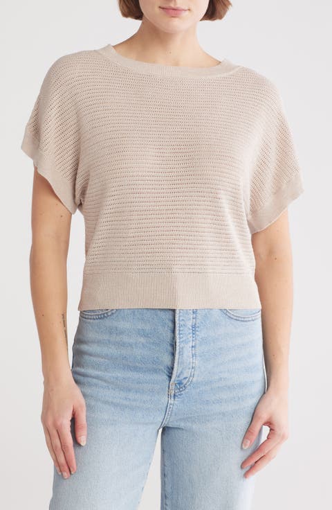Open Stitch Short Sleeve Sweater