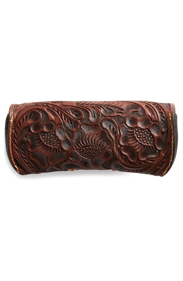 Double RL Hand Tooled Leather Card Case, Alternate, color, Brown