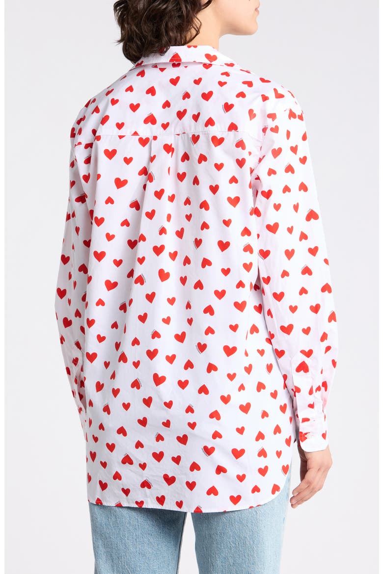 Boyfriend Cotton Button-Up Shirt, Alternate, color, HEARTS