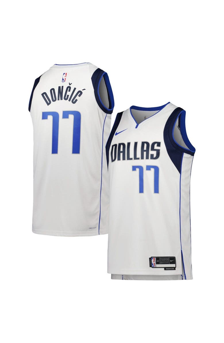 Nike Unisex Nike Luka Dončić White Dallas Mavericks Swingman Jersey - Association Edition, Main, color, 