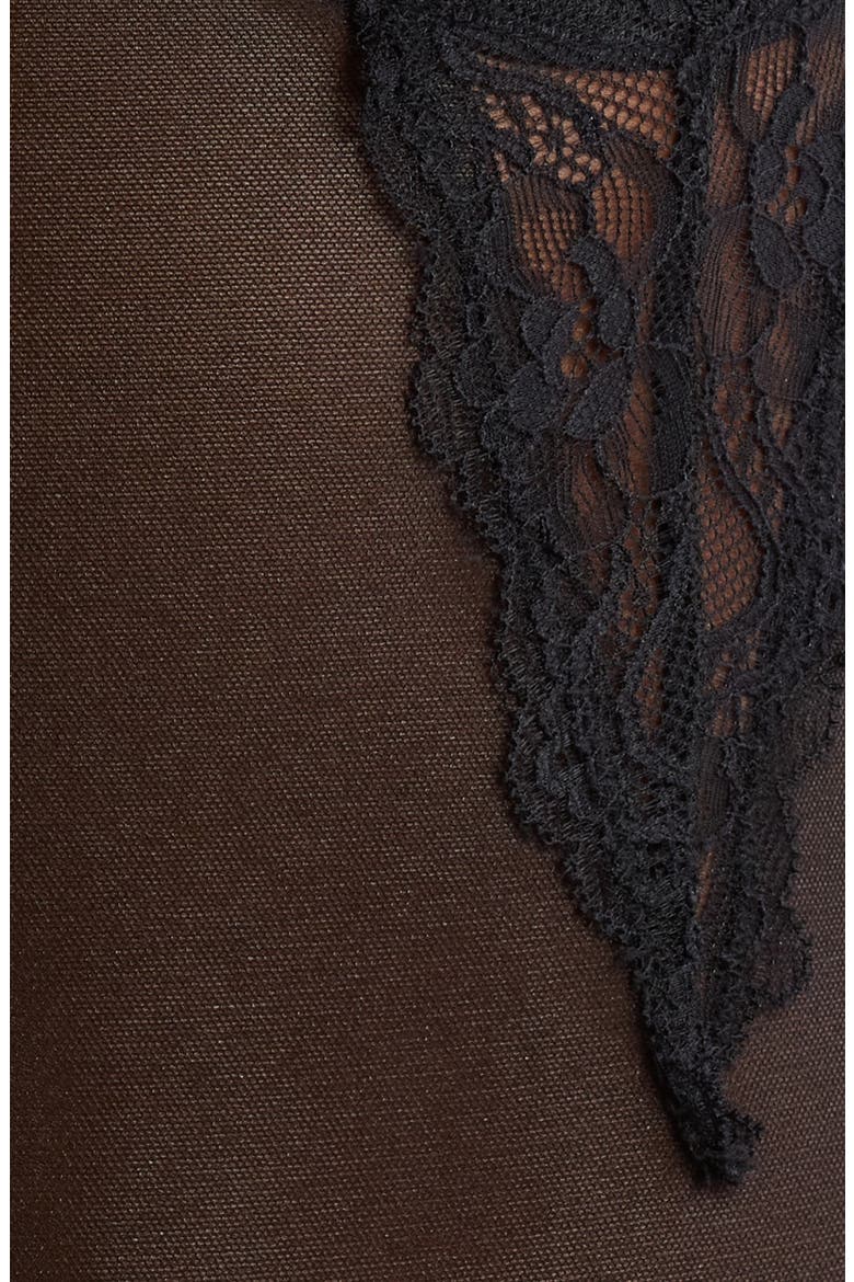 Underwire Lace & Mesh Teddy, Alternate, color, BLACK