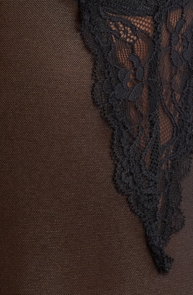 Coquette Underwire Lace & Mesh Teddy, Alternate, color, Black