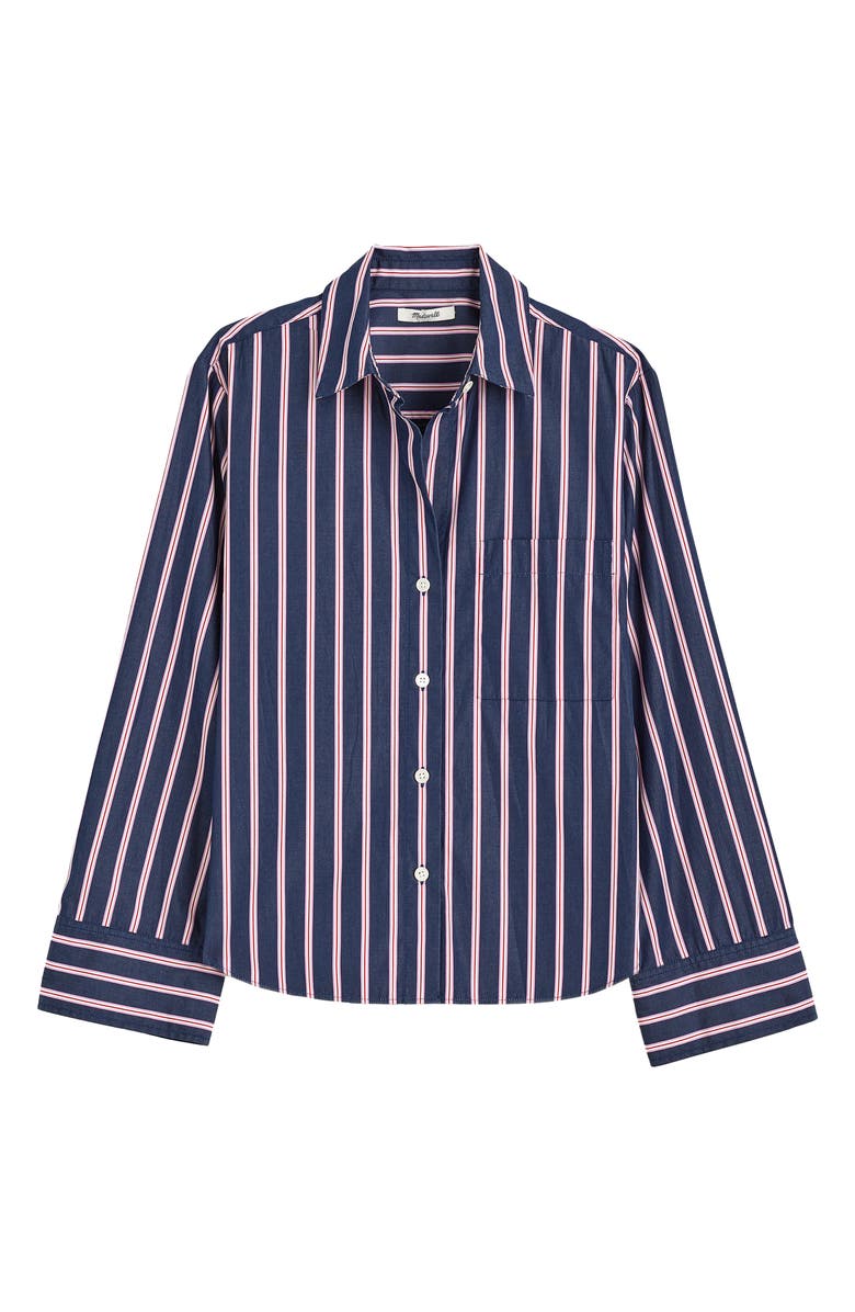 Madewell The Signature Cotton Poplin Y-Neck Shirt, Alternate, color, Classic Indigo