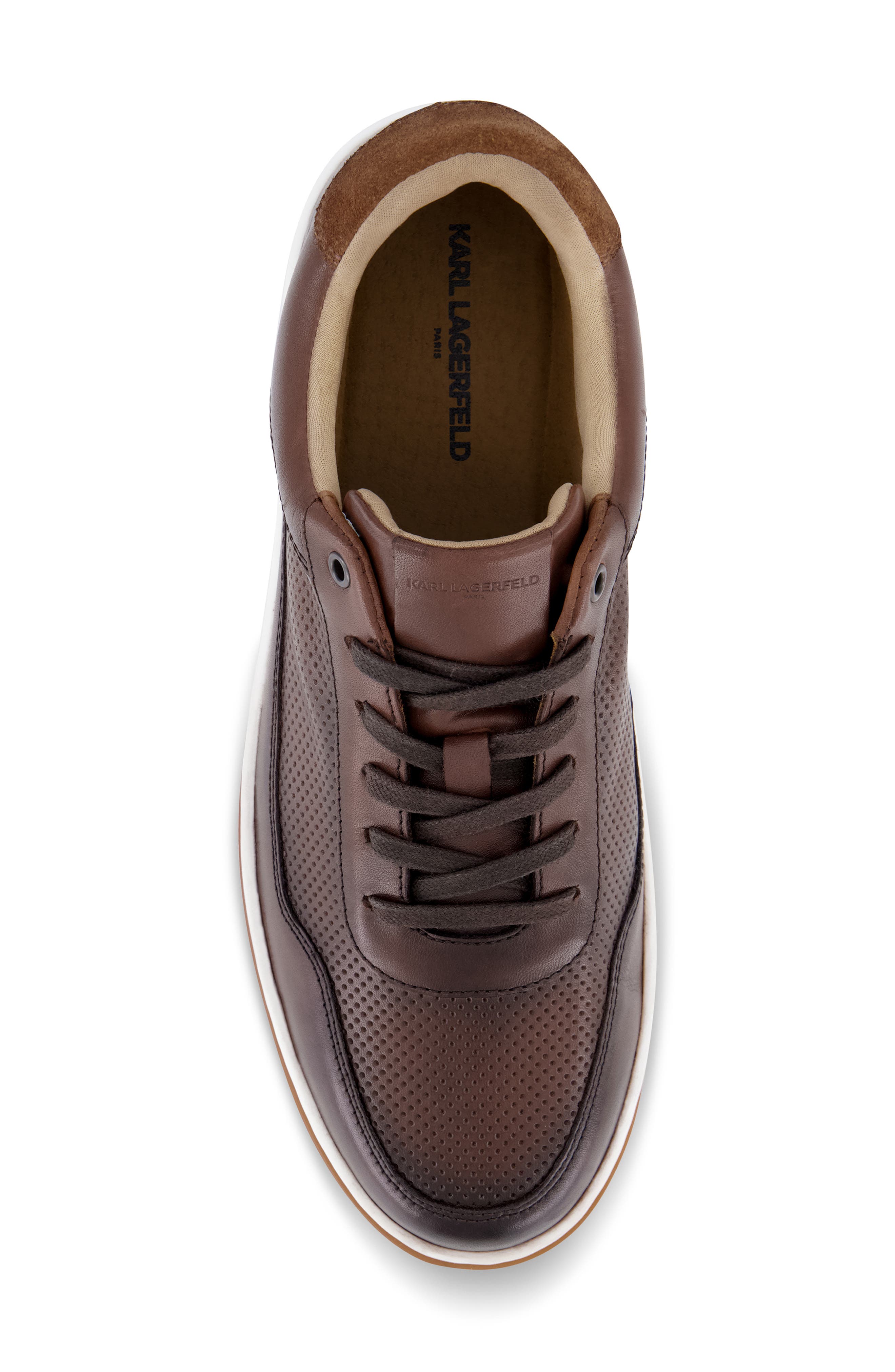 Raoul Perforated Leather Sneaker, Alternate, color, BROWN