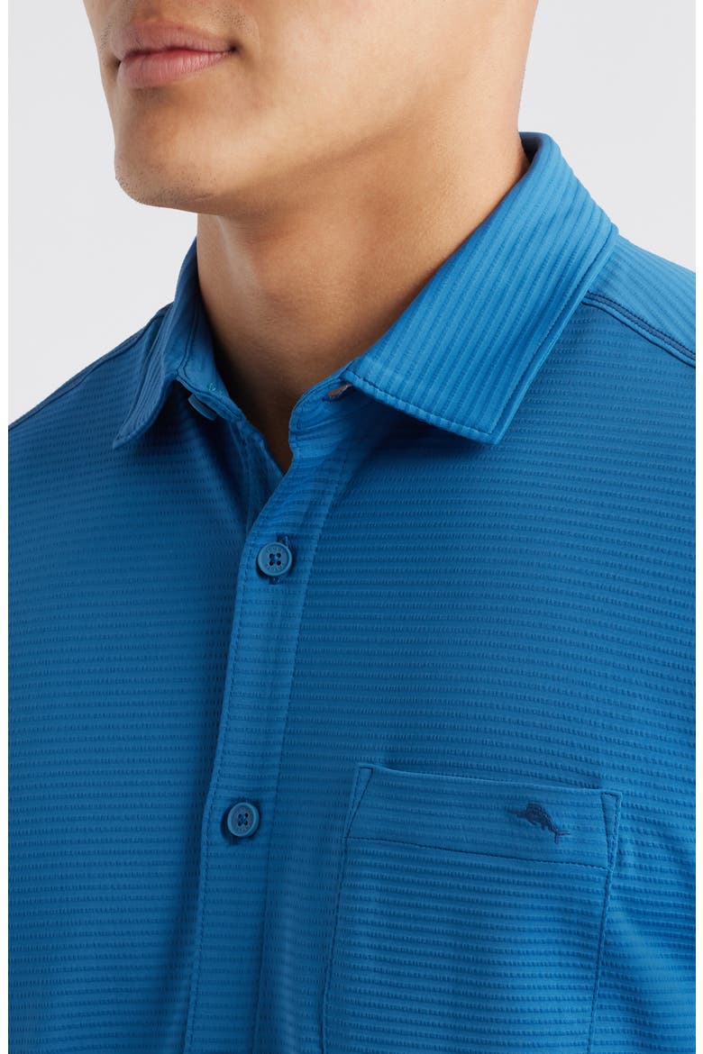 Costa Wave Short Sleeve Button-Up Shirt, Alternate, color, DEEP AZURE