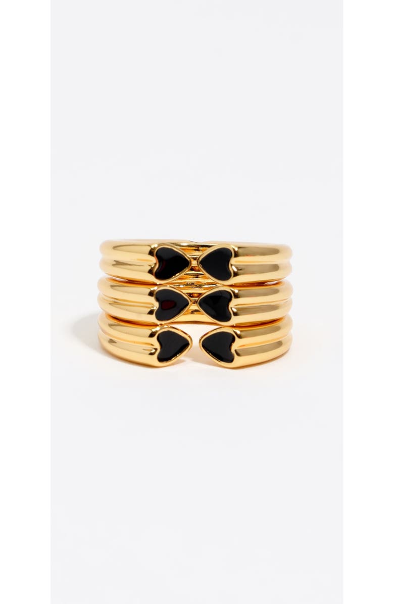 Bimba y Lola Heart Triple Modular Ring, Alternate, color, Black