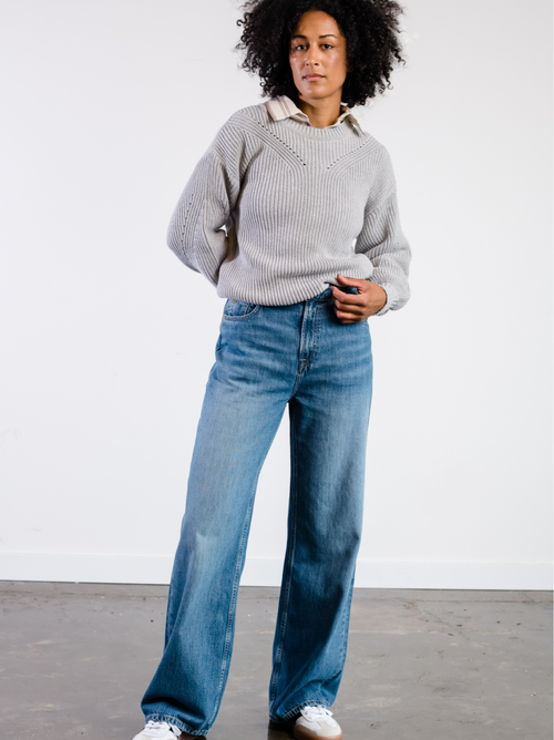 Able Sarah Billow Sleeve Sweater In Heather Grey