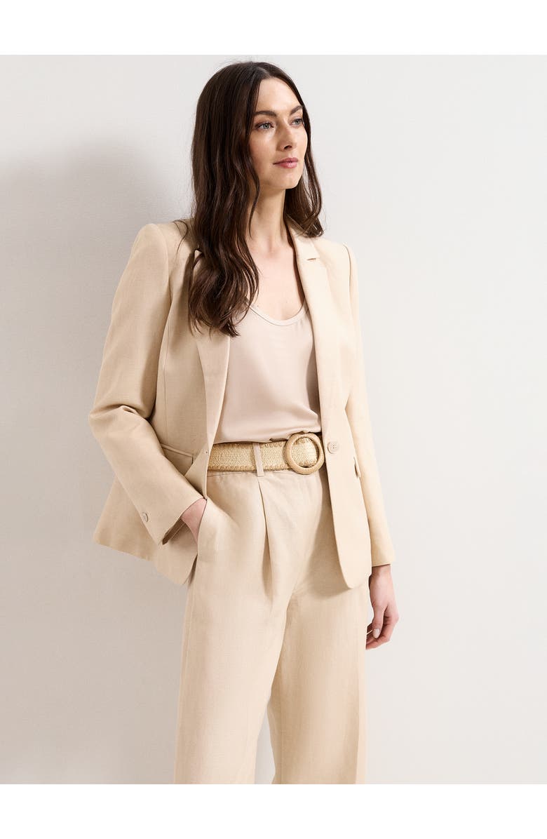 Phase Eight Elena Linen Blend Single Breasted Blazer, Main, color, Neutral