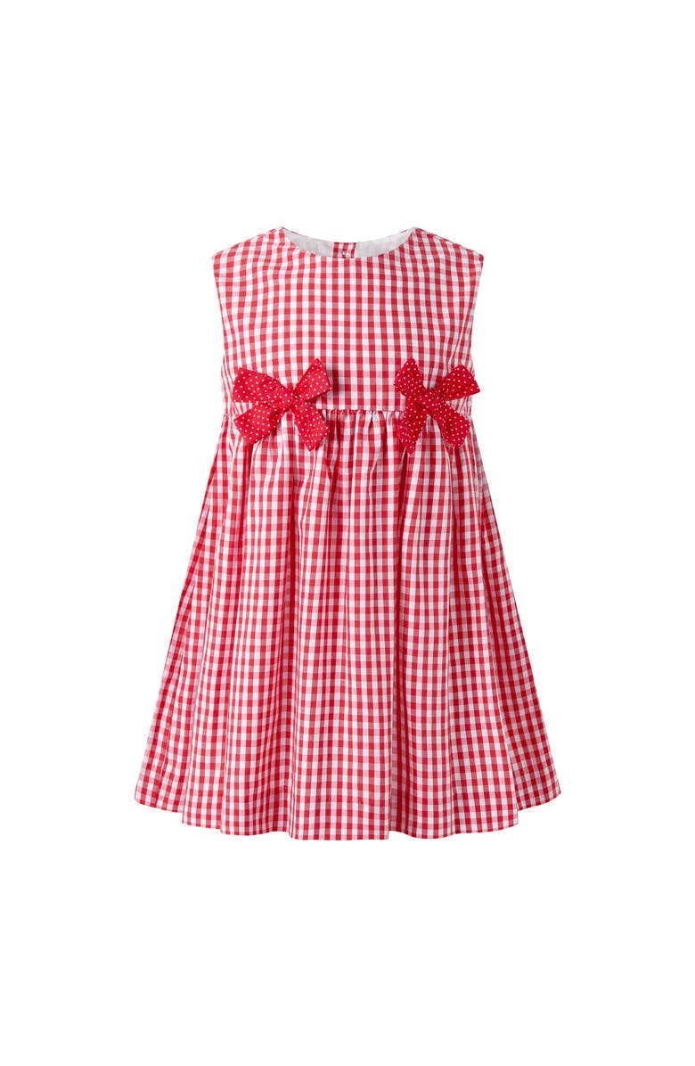 Rachel Riley Gingham Bow Dress, Main, color, Red