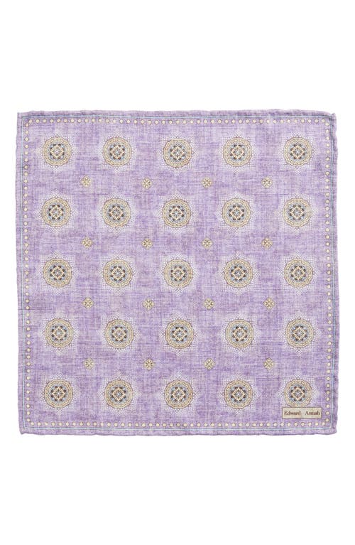 Shop Edward Armah Paisley & Medallion Reversible Silk Pocket Square In Lavender