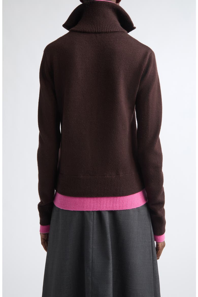 Double Layer Half Zip Merino Wool Sweater, Alternate, color, BROWN/ PINK