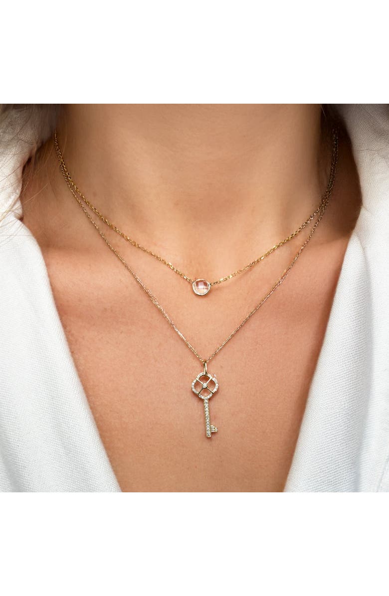 The Lovery Fine Jewelry Diamond Key Necklace, Alternate, color, Yellow Gold